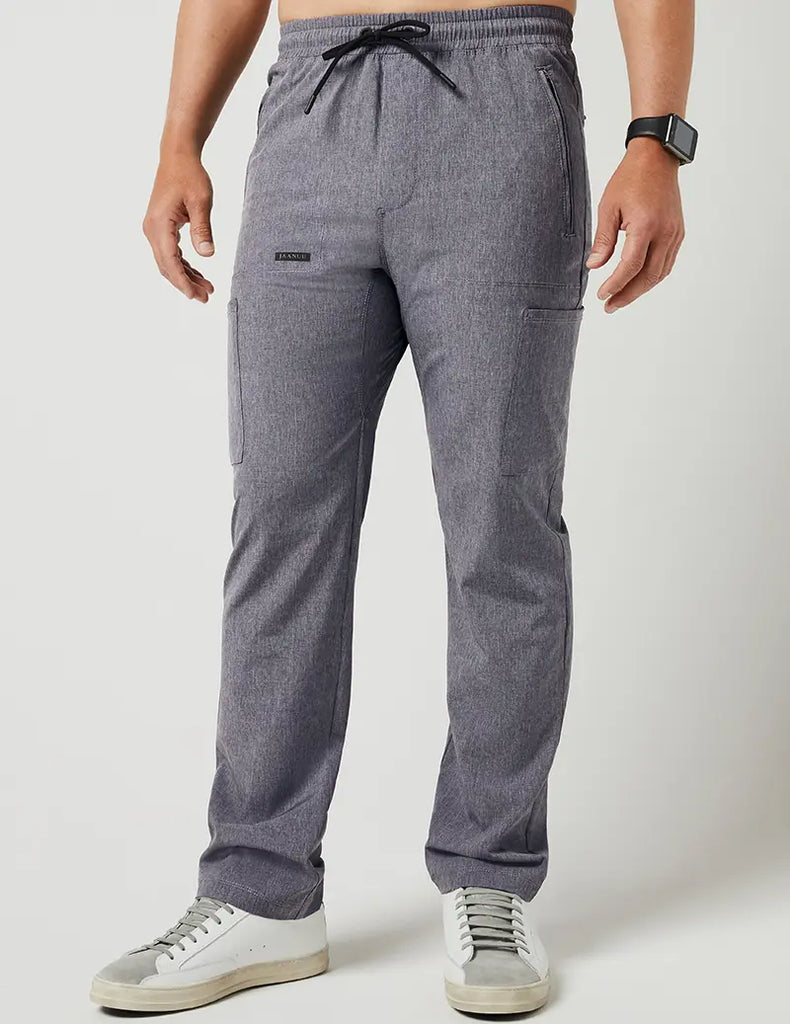 Jaanuu Scrubs Men's Straight Leg Utility Cargo Pant Heathered Grey | scrub-supply.com