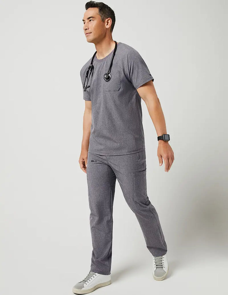 Jaanuu Scrubs Men's Straight Leg Utility Cargo Pant Heathered Grey | scrub-supply.com