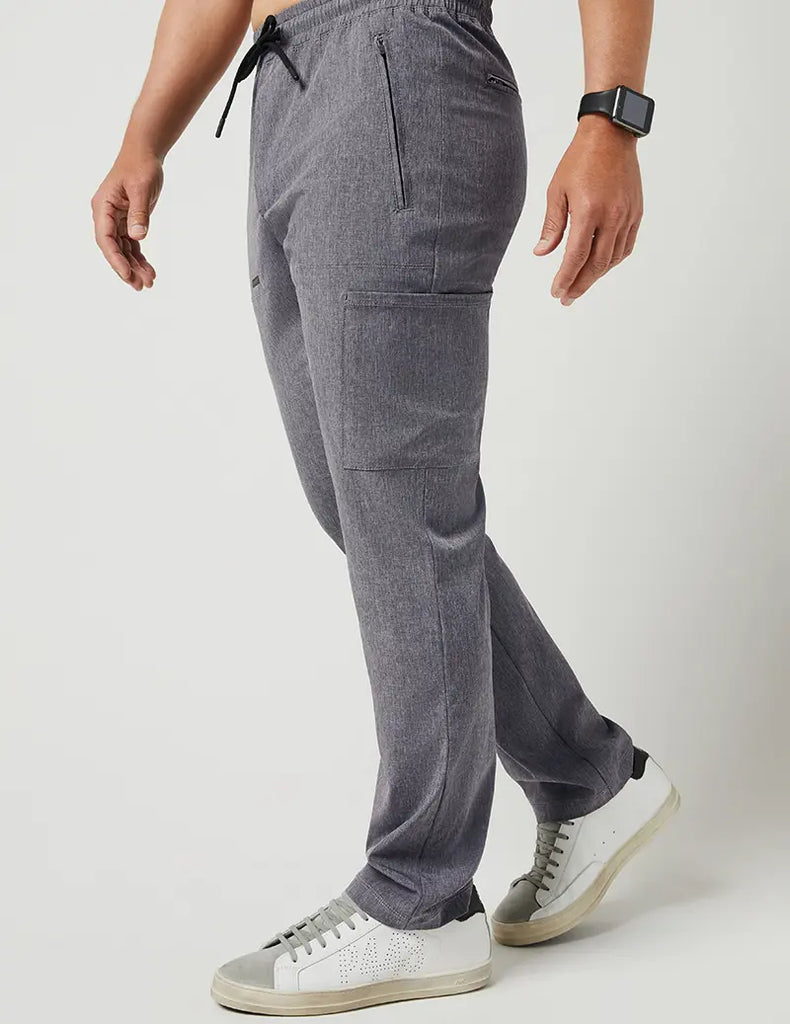 Jaanuu Scrubs Men's Straight Leg Utility Cargo Pant Heathered Grey | scrub-supply.com