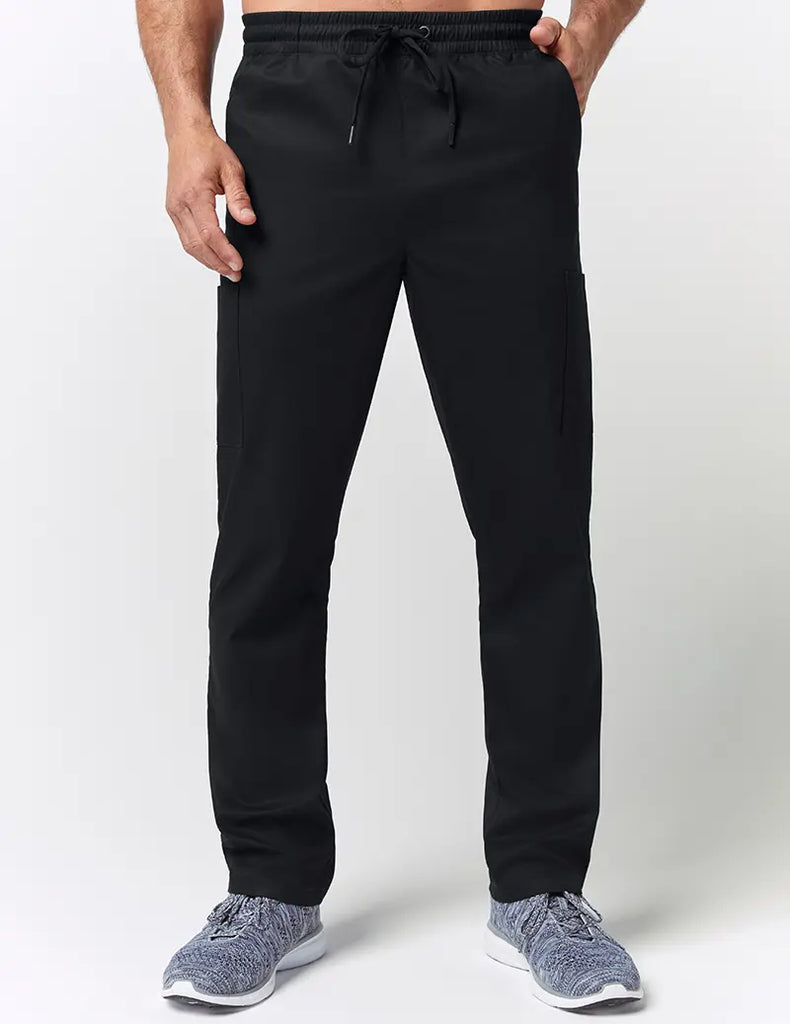 Jaanuu Scrubs Men's Straight Leg Drawstring Pant Black | scrub-supply.com