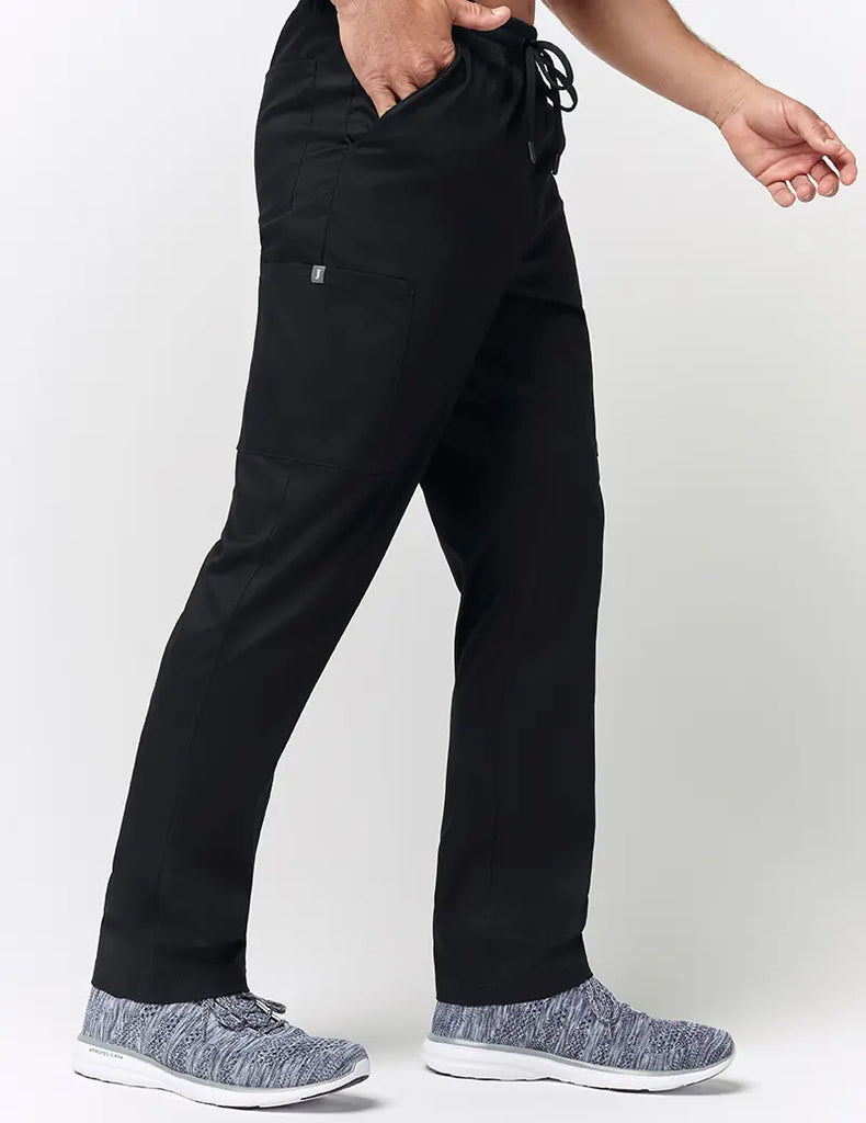 Jaanuu Scrubs Men's Straight Leg Drawstring Pant Black | scrub-supply.com