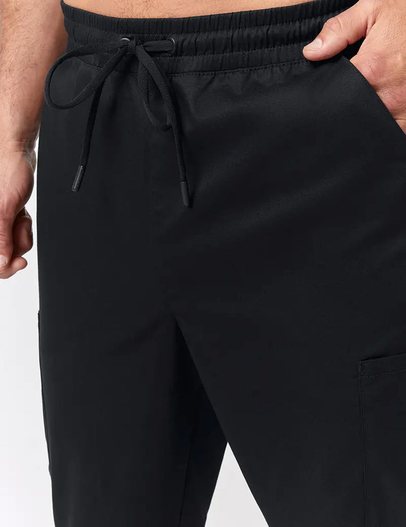 Jaanuu Scrubs Men's Straight Leg Drawstring Pant Black | scrub-supply.com