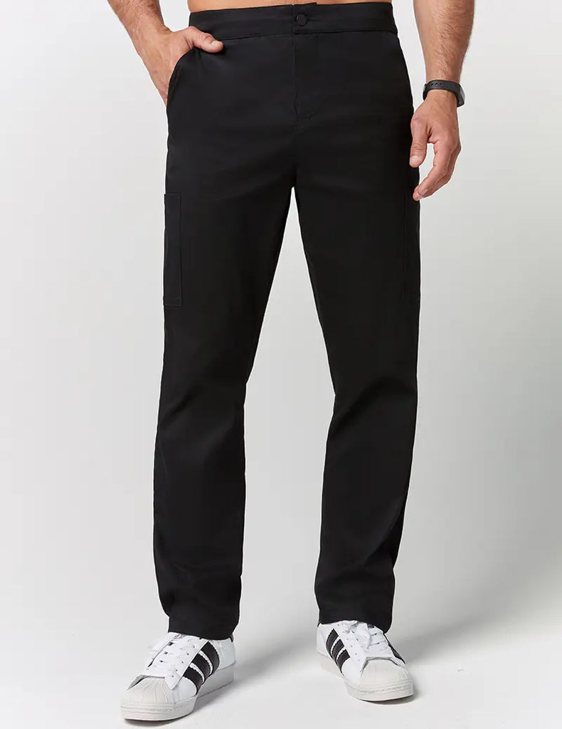 Jaanuu Scrubs Men's Straight Leg Zip Pant Black | scrub-supply.com