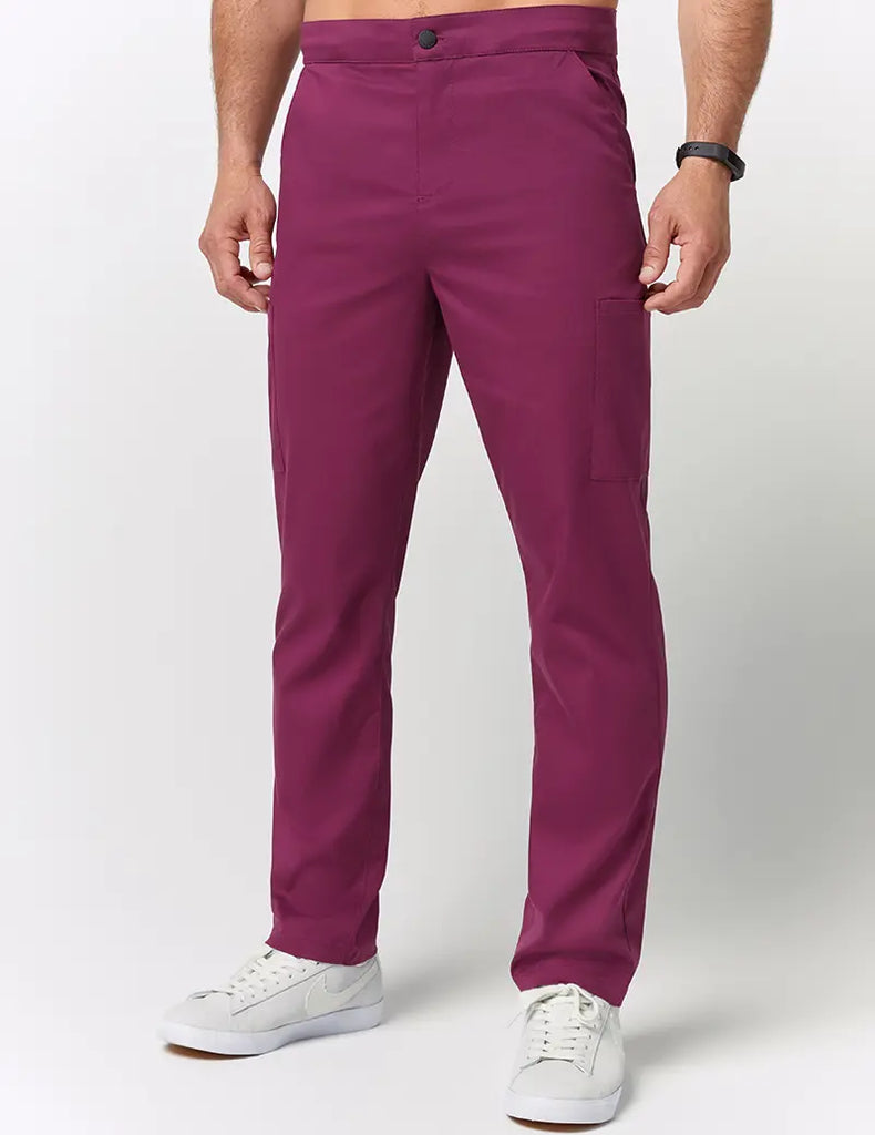 Jaanuu Scrubs Men's Straight Leg Zip Pant Wine | scrub-supply.com