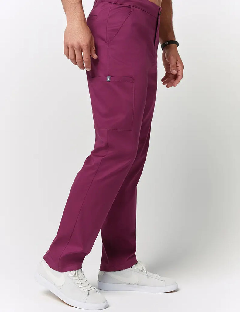 Jaanuu Scrubs Men's Straight Leg Zip Pant Wine | scrub-supply.com