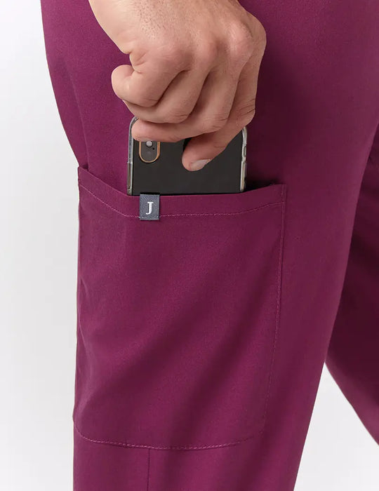 Jaanuu Scrubs Men's Straight Leg Zip Pant Wine | scrub-supply.com