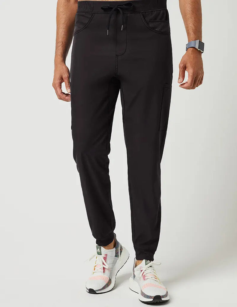 Jaanuu Scrubs Men's Mesh Detail Jogger Pant Black | scrub-supply.com