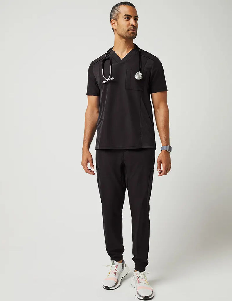 Jaanuu Scrubs Men's Mesh Detail Jogger Pant Black | scrub-supply.com