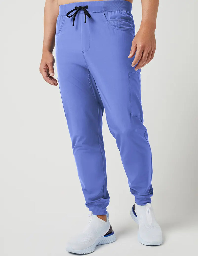 Jaanuu Scrubs Men's Mesh Detail Jogger Pant Ceil Blue | scrub-supply.com