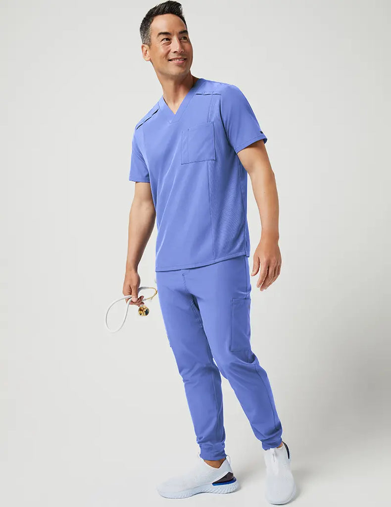 Jaanuu Scrubs Men's Mesh Detail Jogger Pant Ceil Blue | scrub-supply.com