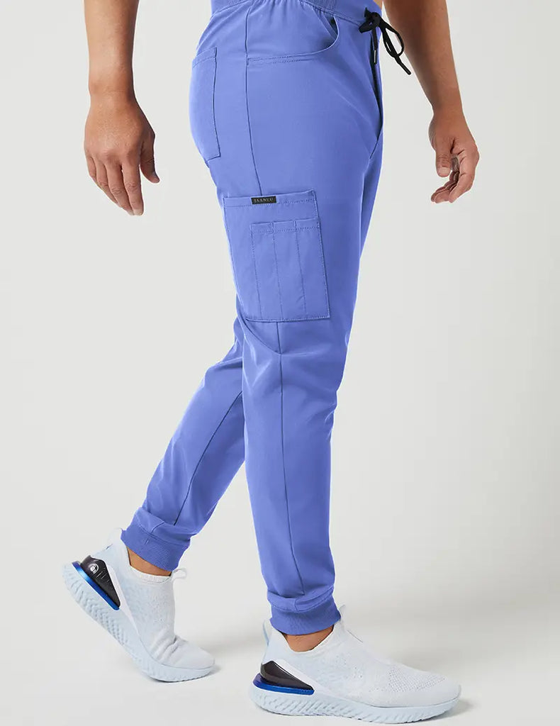 Jaanuu Scrubs Men's Mesh Detail Jogger Pant Ceil Blue | scrub-supply.com