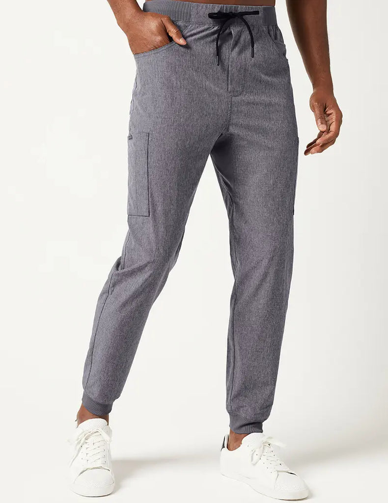 Jaanuu Scrubs Men's Mesh Detail Jogger Pant Heathered Grey | scrub-supply.com