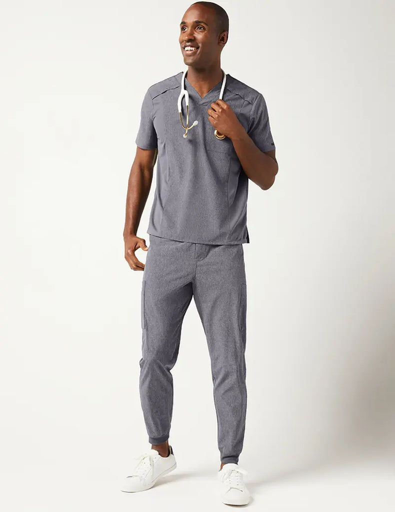 Jaanuu Scrubs Men's Mesh Detail Jogger Pant Heathered Grey | scrub-supply.com