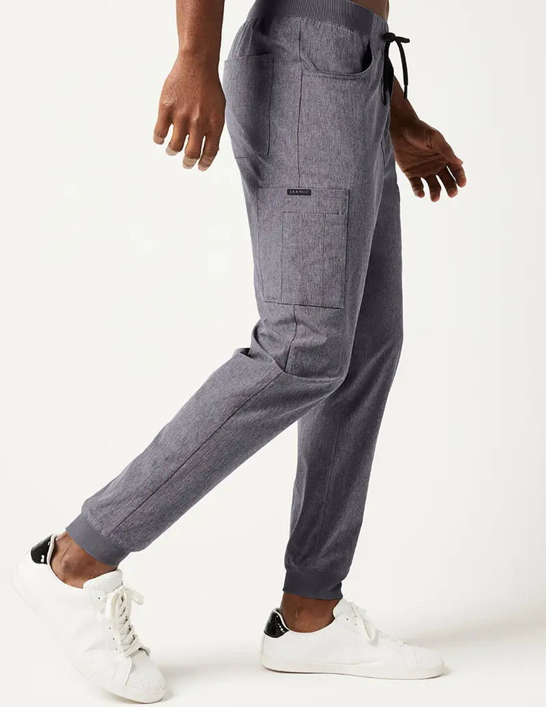 Jaanuu Scrubs Men's Mesh Detail Jogger Pant Heathered Grey | scrub-supply.com