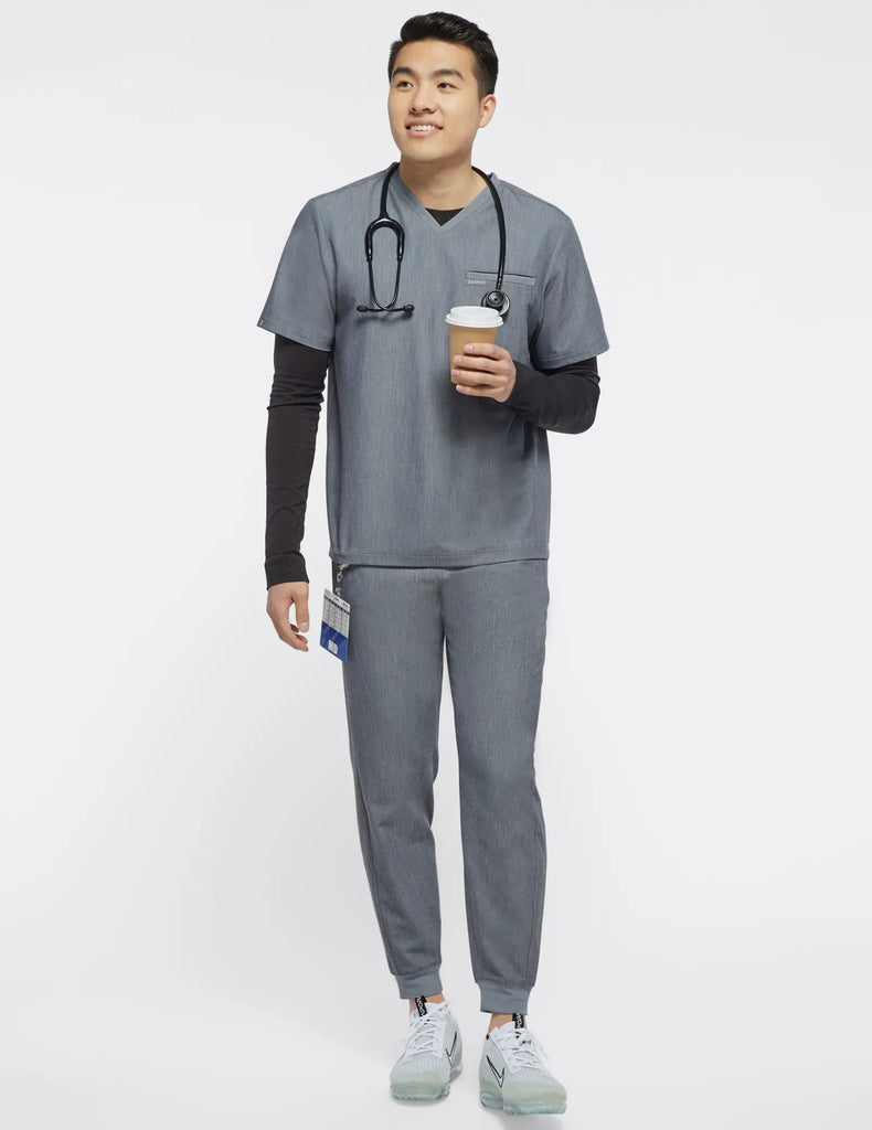 Jaanuu Scrubs Men's Drawstring Scrub Jogger Heather Gray | scrub-supply.com