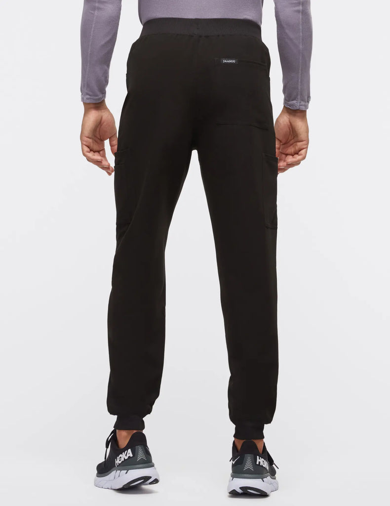 Jaanuu Scrubs Men's Mesh-Pocket Scrub Jogger Black | scrub-supply.com