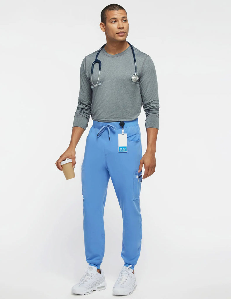 Jaanuu Scrubs Men's Mesh-Pocket Scrub Jogger Ceil Blue | scrub-supply.com