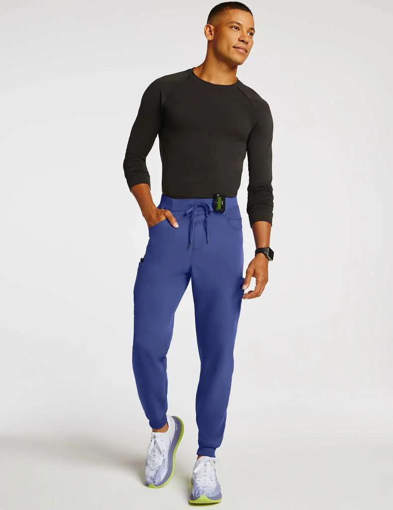 Jaanuu Scrubs Men's Mesh-Pocket Scrub Jogger Galaxy Blue | scrub-supply.com