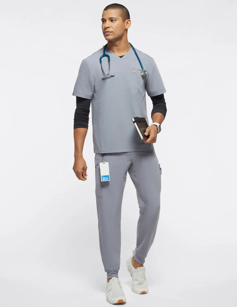 Jaanuu Scrubs Men's Mesh-Pocket Scrub Jogger Gray | scrub-supply.com