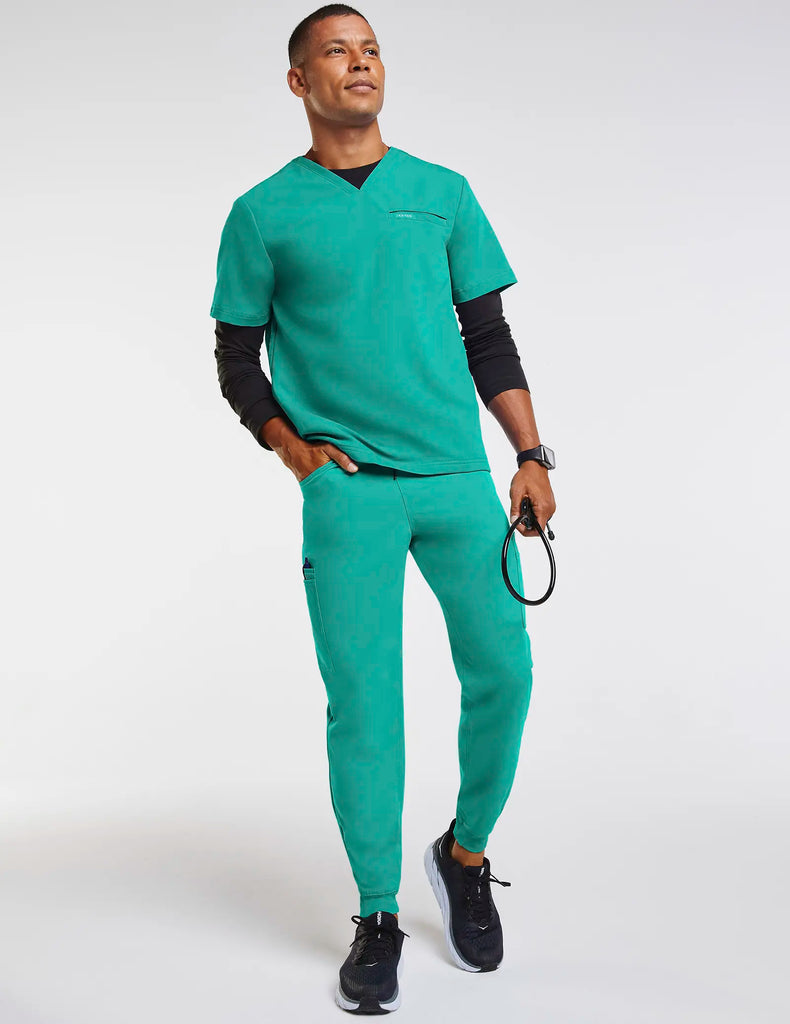 Jaanuu Scrubs Men's Mesh-Pocket Scrub Jogger Surgical Green | scrub-supply.com