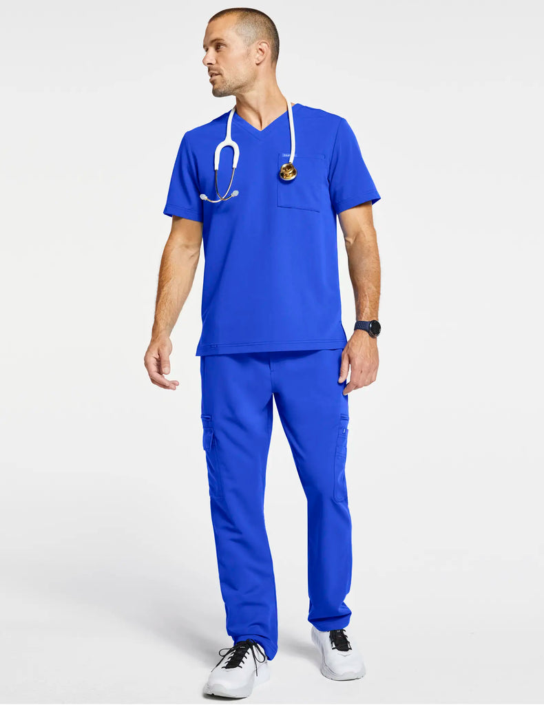 Jaanuu Scrubs Men's Slim Cargo Scrub Pant Royal Blue | scrub-supply.com