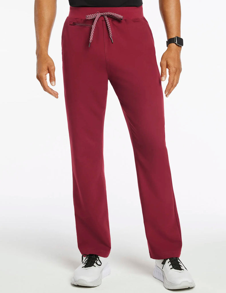 Jaanuu Scrubs Men's 4-Pocket Knit Waist Pant Wine | scrub-supply.com