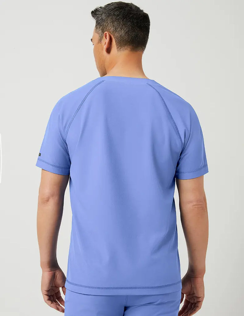 Jaanuu Scrubs Men's V-Neck Raglan Top Ceil Blue | scrub-supply.com