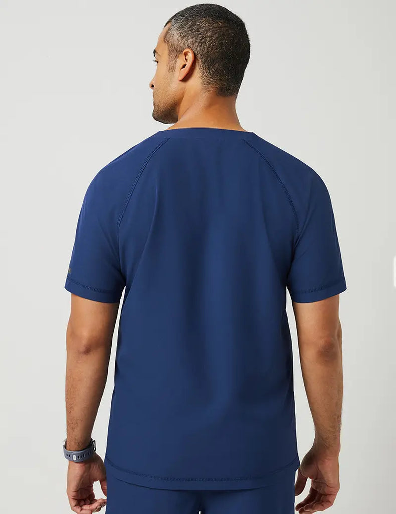 Jaanuu Scrubs Men's V-Neck Raglan Top Estate Navy Blue | scrub-supply.com