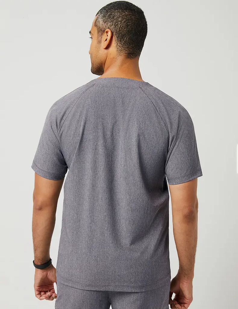 Jaanuu Scrubs Men's V-Neck Raglan Top Heathered Grey | scrub-supply.com