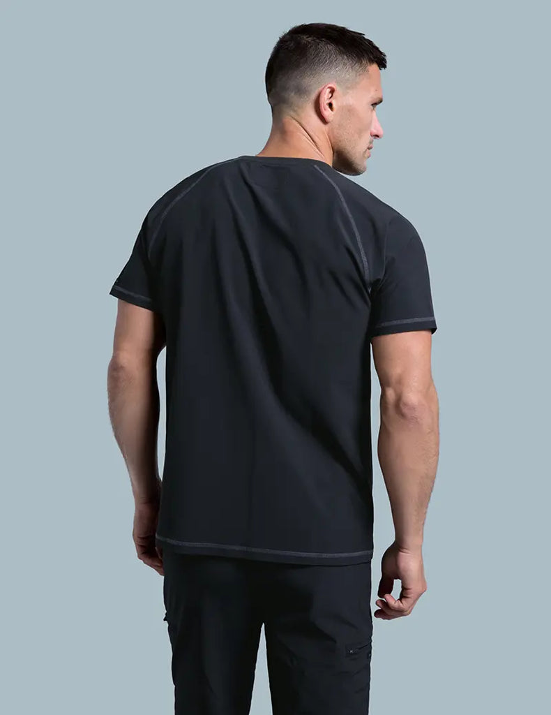 Jaanuu Scrubs Men's Crew Neck Raglan Top Black | scrub-supply.com