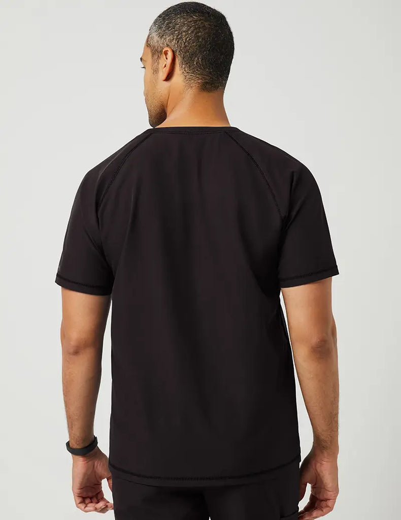 Jaanuu Scrubs Men's Crew Neck Raglan Top Black | scrub-supply.com