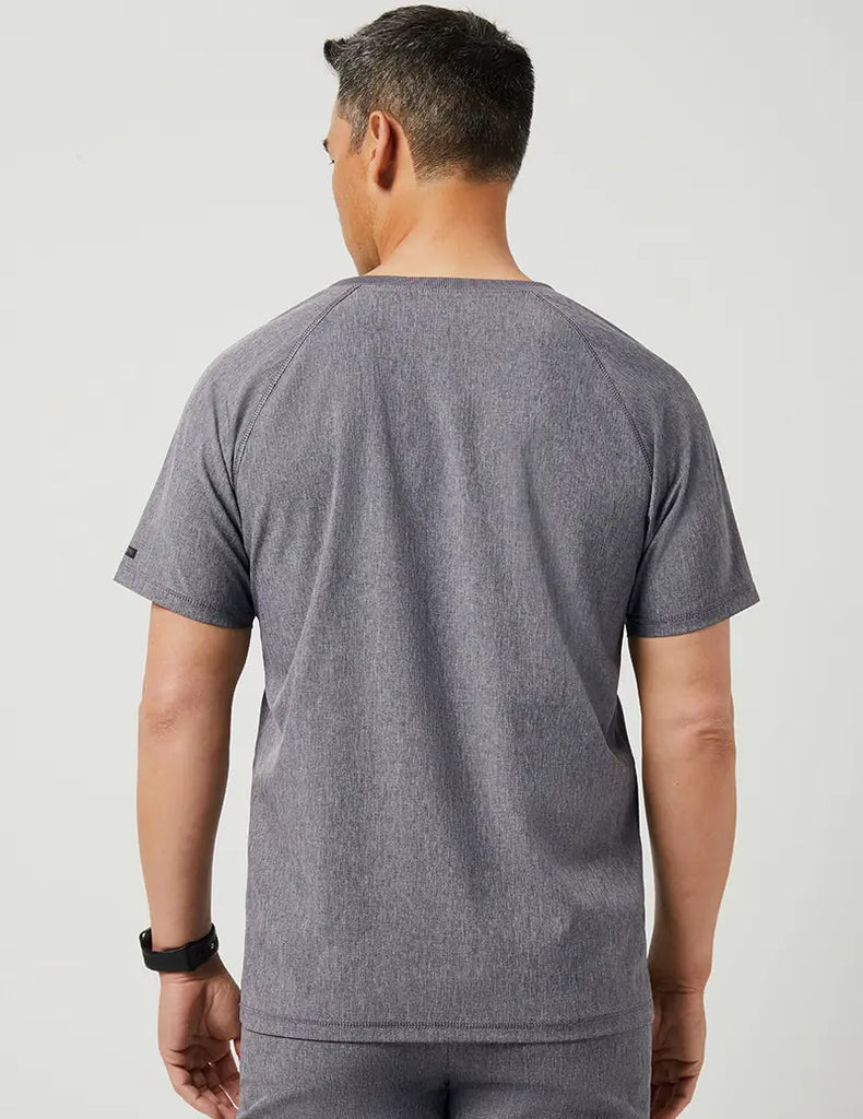 Jaanuu Scrubs Men's Crew Neck Raglan Top Heathered Grey | scrub-supply.com