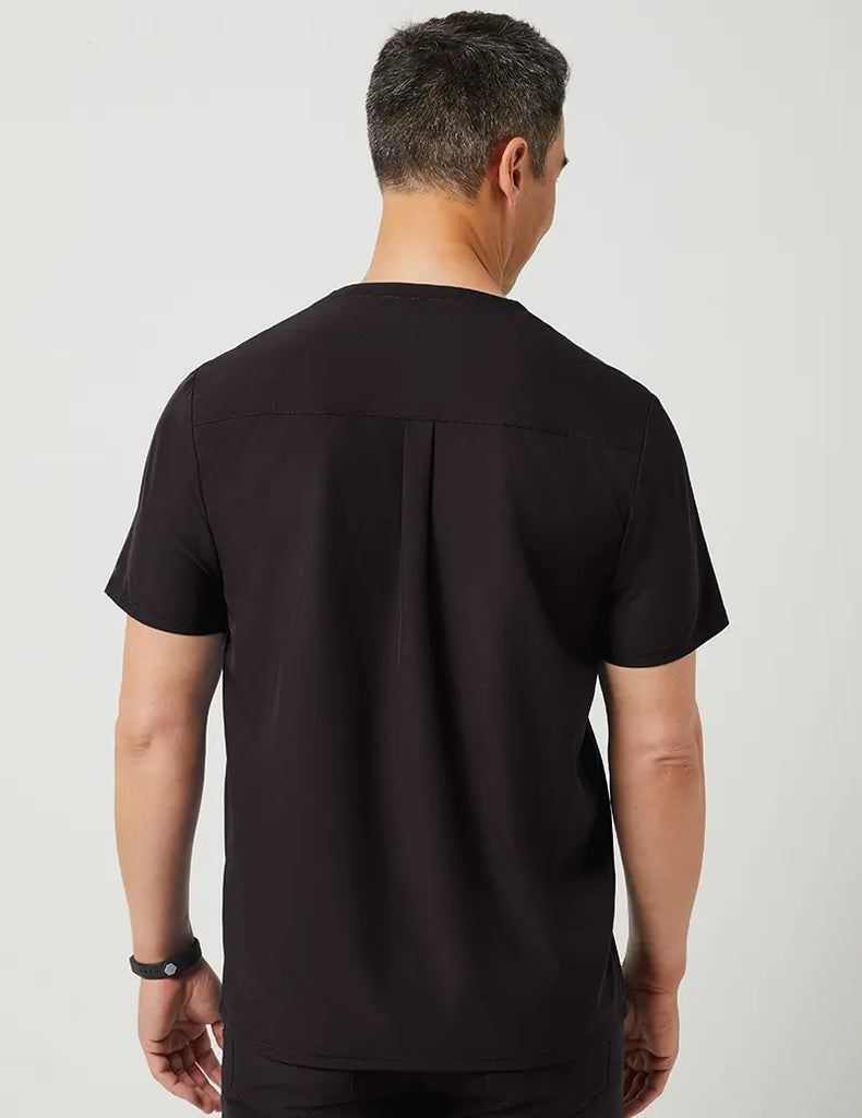 Jaanuu Scrubs Men's Refined V-Neck Top Black | scrub-supply.com