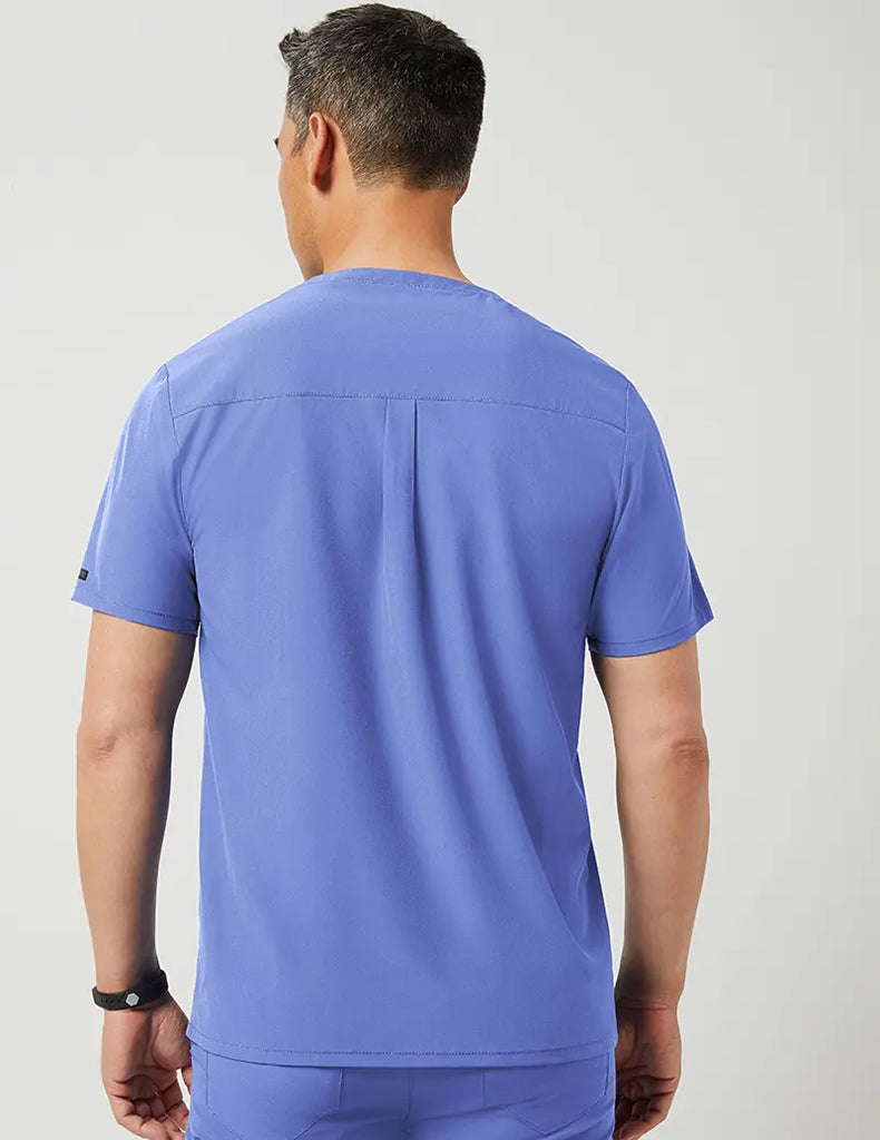 Jaanuu Scrubs Men's Refined V-Neck Top Ceil Blue | scrub-supply.com