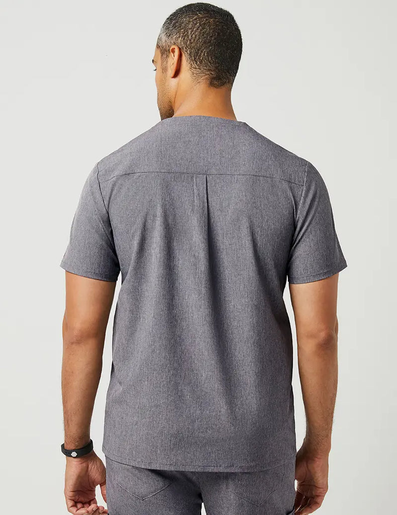 Jaanuu Scrubs Men's Refined V-Neck Top Heathered Grey | scrub-supply.com