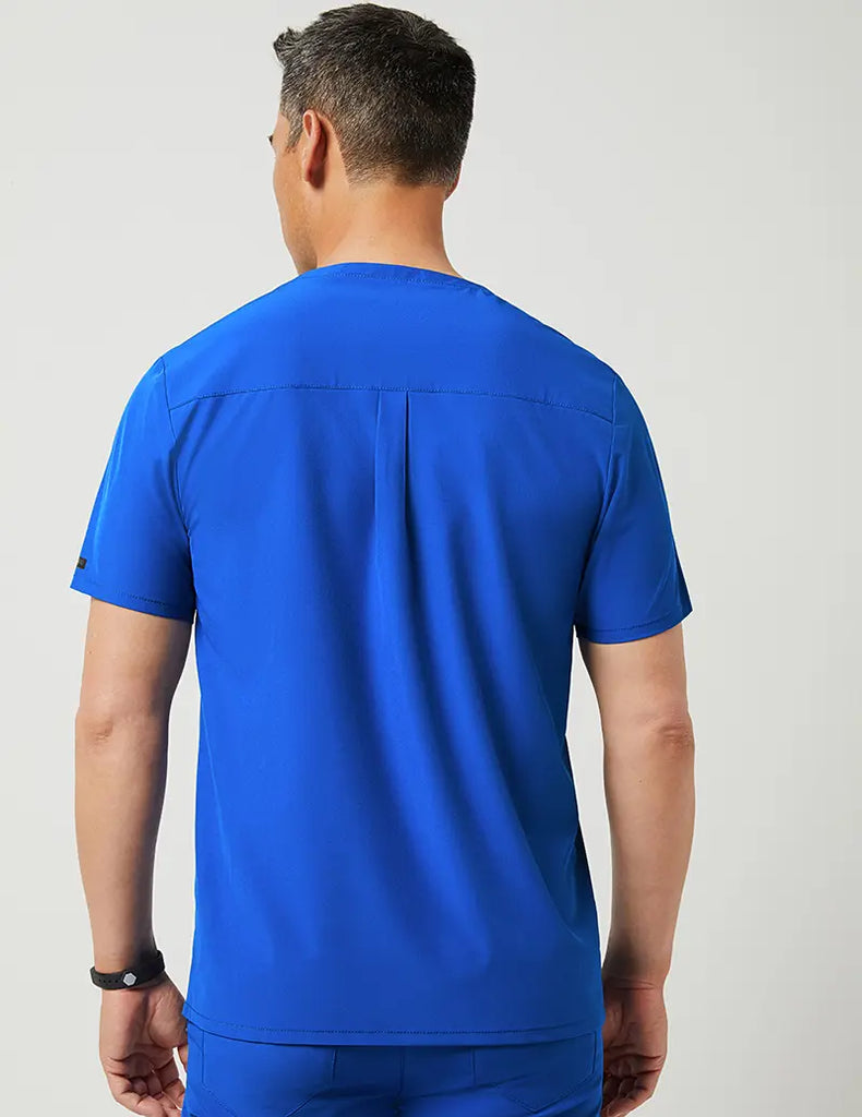 Jaanuu Scrubs Men's Refined V-Neck Top Royal Blue | scrub-supply.com