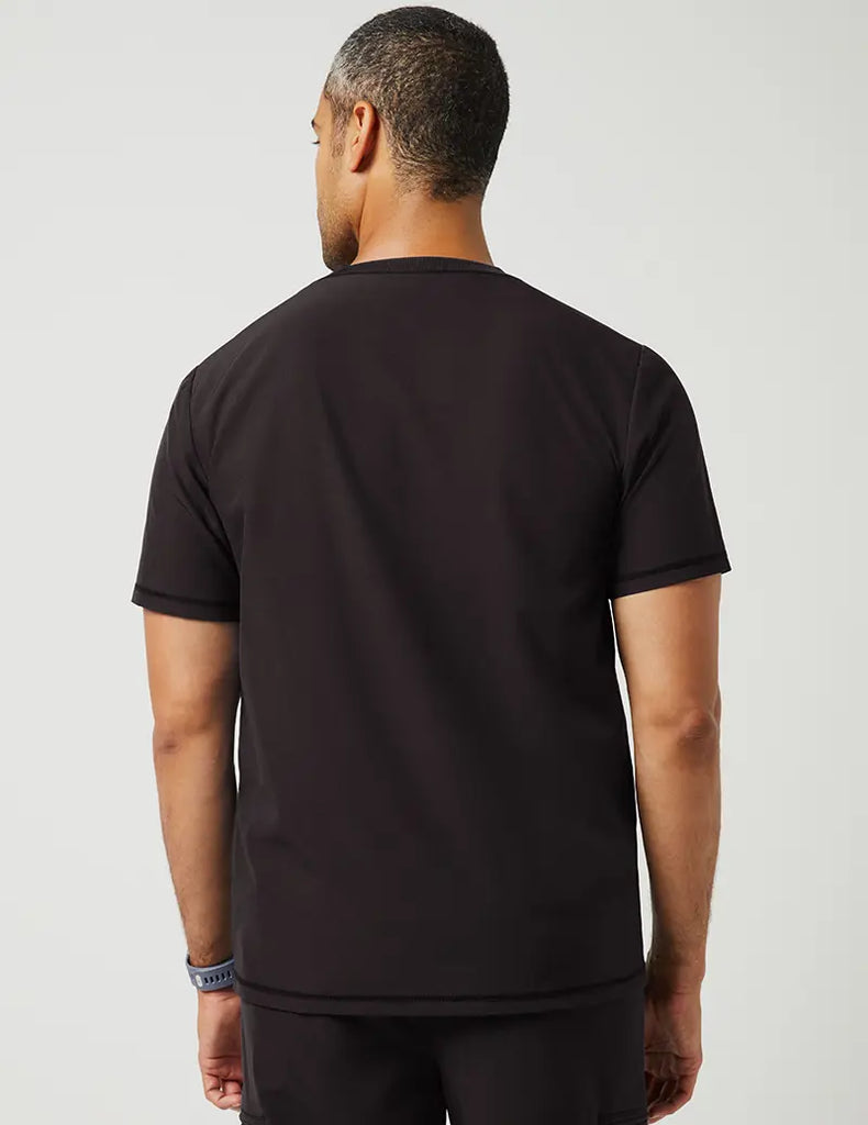 Jaanuu Scrubs Men's 3 Pocket V-Neck Top Black | scrub-supply.com