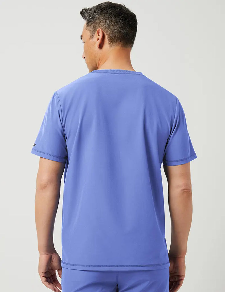 Jaanuu Scrubs Men's 3 Pocket V-Neck Top Ceil Blue | scrub-supply.com