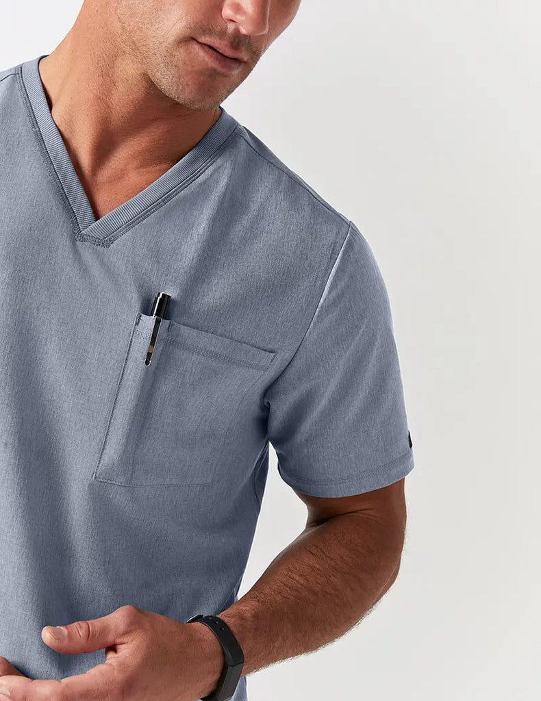 Jaanuu Scrubs Men's 3 Pocket V-Neck Top Graphite | scrub-supply.com