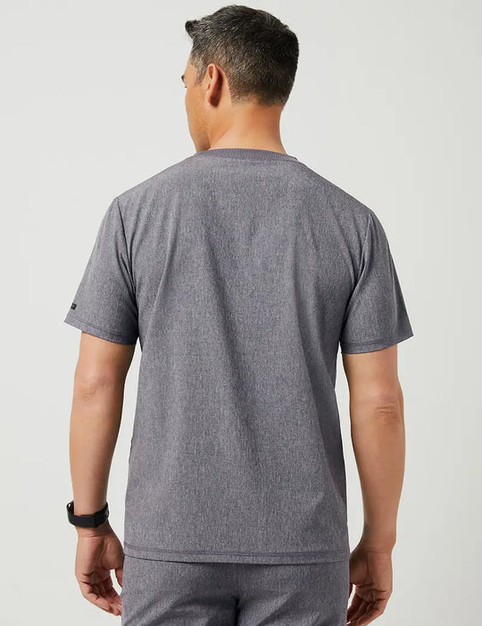 Jaanuu Scrubs Men's 3 Pocket V-Neck Top Heathered Grey | scrub-supply.com