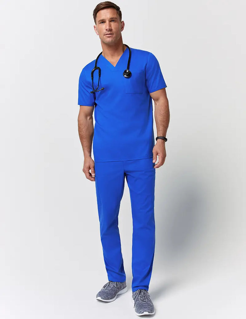 Jaanuu Scrubs Men's V-Neck Pocket Top Royal Blue | scrub-supply.com