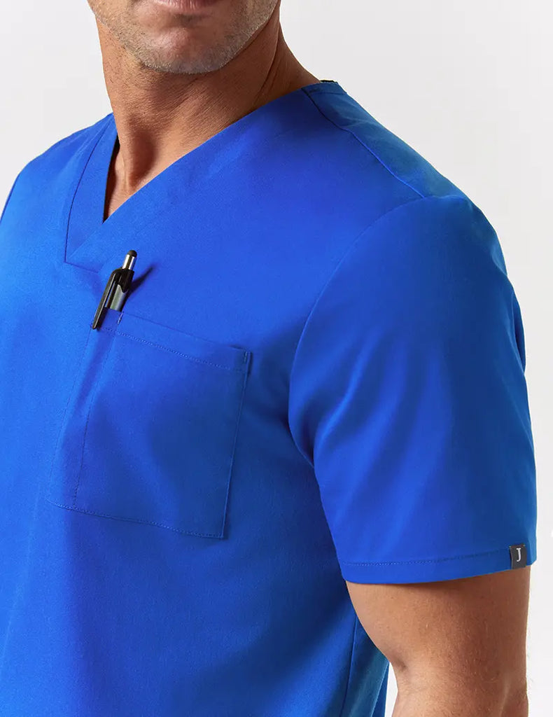 Jaanuu Scrubs Men's V-Neck Pocket Top Royal Blue | scrub-supply.com