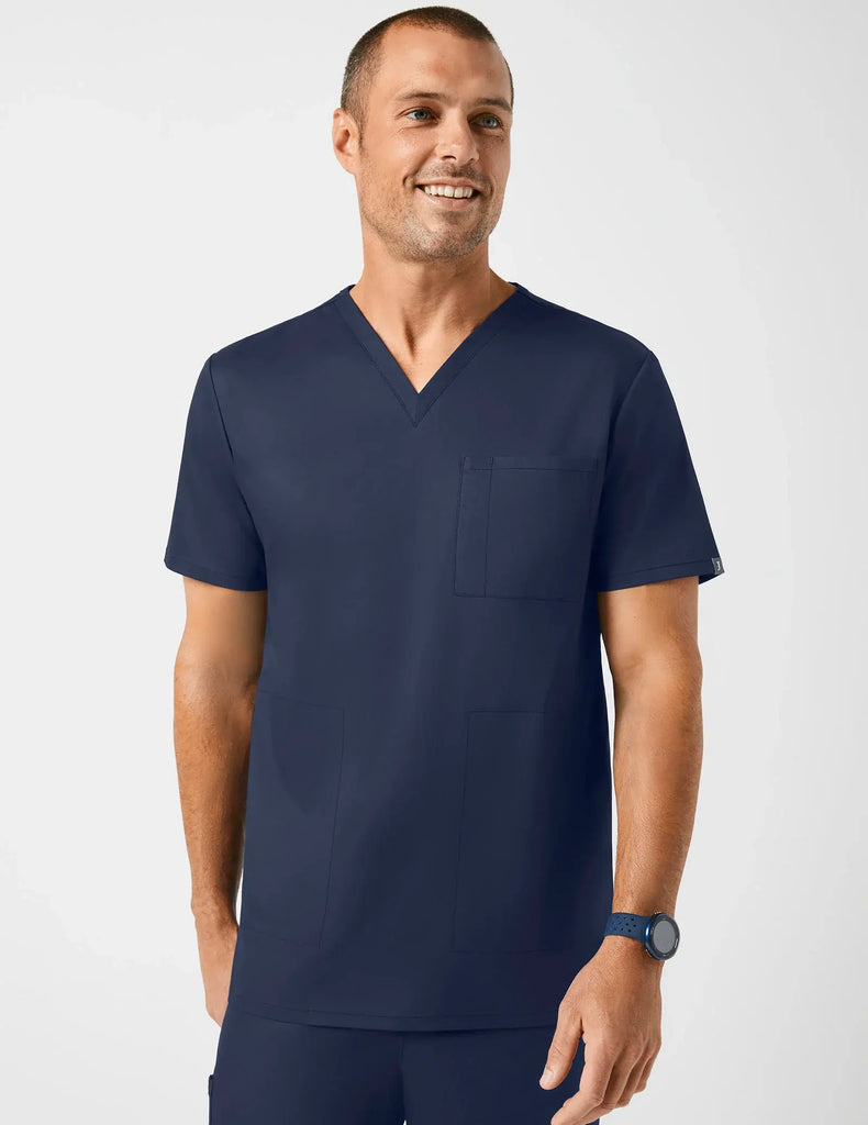 Jaanuu Scrubs Men's V-Neck 3 Pocket Top Peacoat | scrub-supply.com