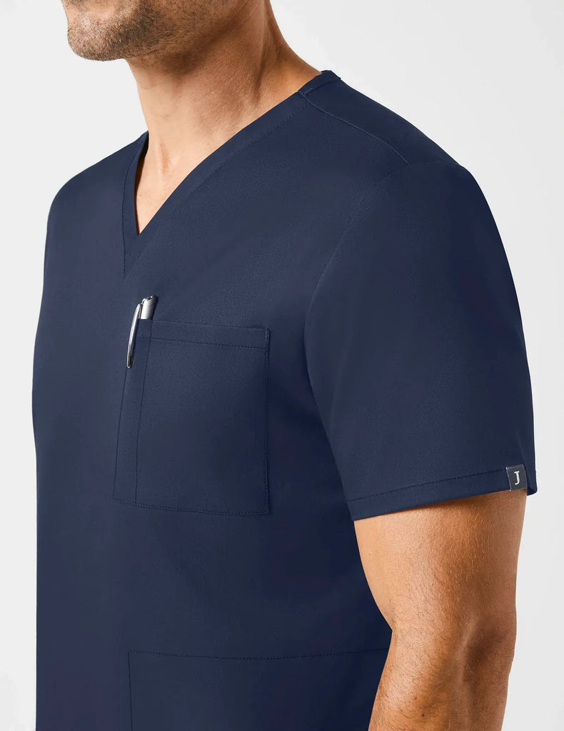 Jaanuu Scrubs Men's V-Neck 3 Pocket Top Peacoat | scrub-supply.com