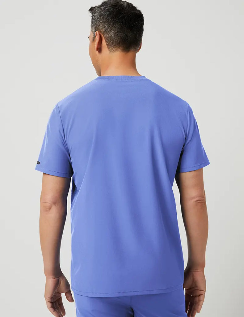 Jaanuu Scrubs Men's 4 Pocket Crew Neck Top Ceil Blue | scrub-supply.com