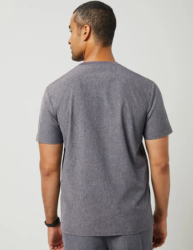 Jaanuu Scrubs Men's 4 Pocket Crew Neck Top Heathered Grey | scrub-supply.com