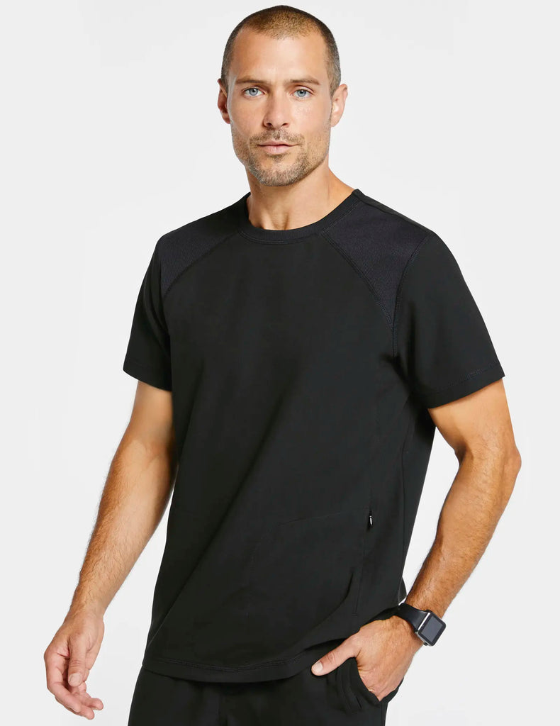 Jaanuu Scrubs Men's Raglan-Sleeve Scrub Top Black | scrub-supply.com