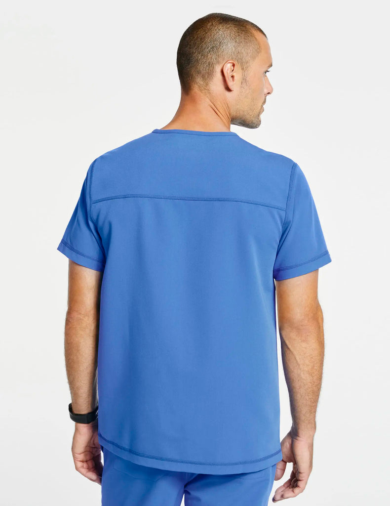 Jaanuu Scrubs Men's Raglan-Sleeve Scrub Top Ceil Blue | scrub-supply.com