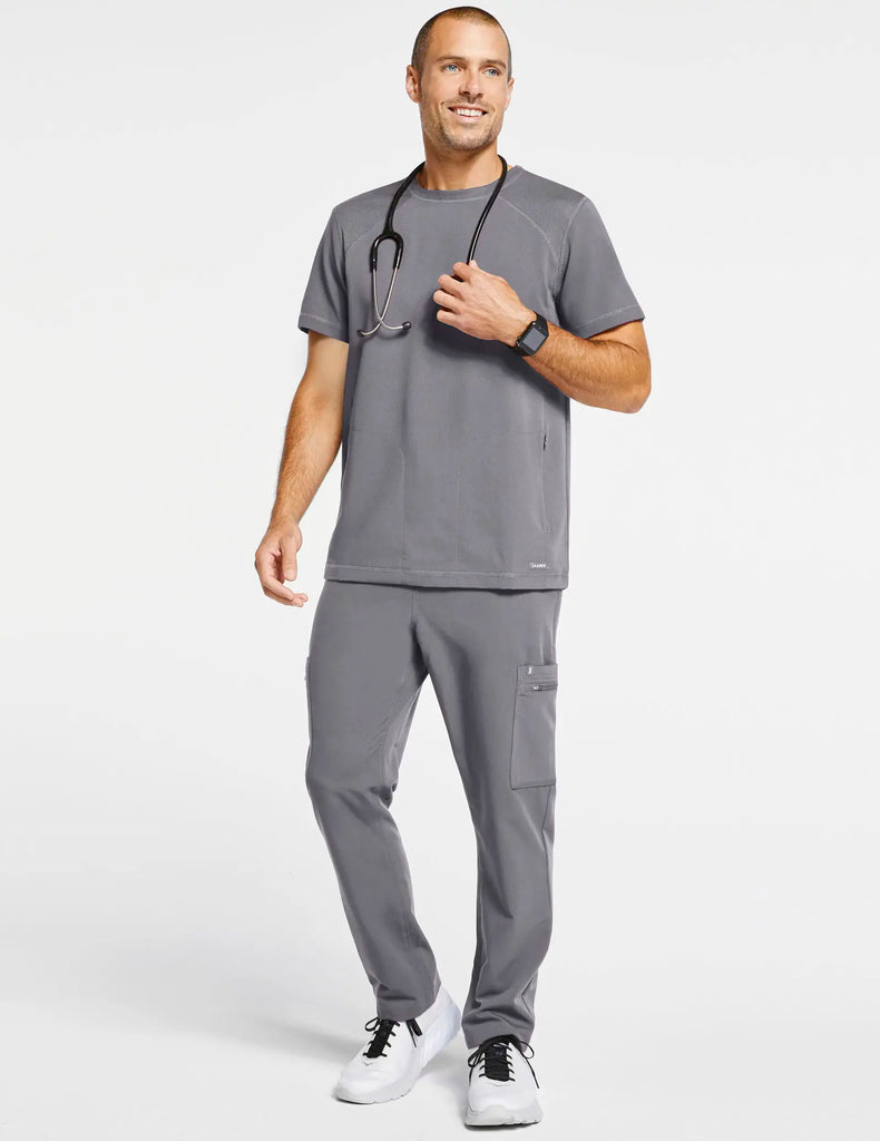 Jaanuu Scrubs Men's Raglan-Sleeve Scrub Top Gray | scrub-supply.com