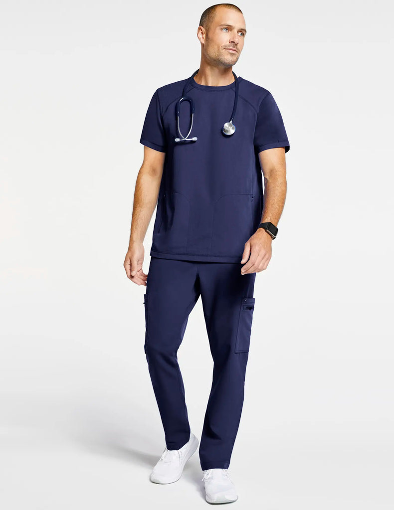 Jaanuu Scrubs Men's Raglan-Sleeve Scrub Top Navy | scrub-supply.com